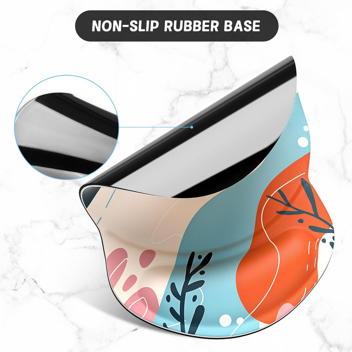 Ergonomic Mouse Pad with Gel Wrist Support Small Wrist Rest Smooth Surface Non-Slip PU Base Comfortable Office Supplies Pain Relief, 8.7 X 7.2 Inches, Art Style Pattern
