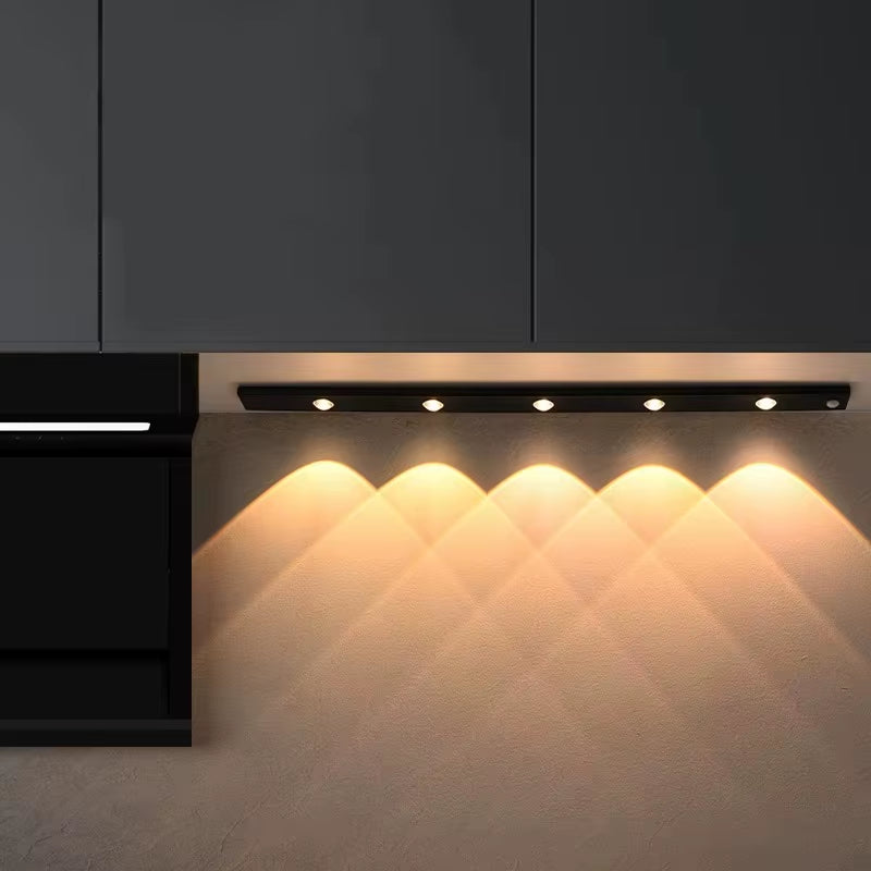 LED Ultra-Thin Wireless Under Cabinet Motion Sensor Lights with 3-Color Dimming for Kitchen, Bedroom, and Wardrobe