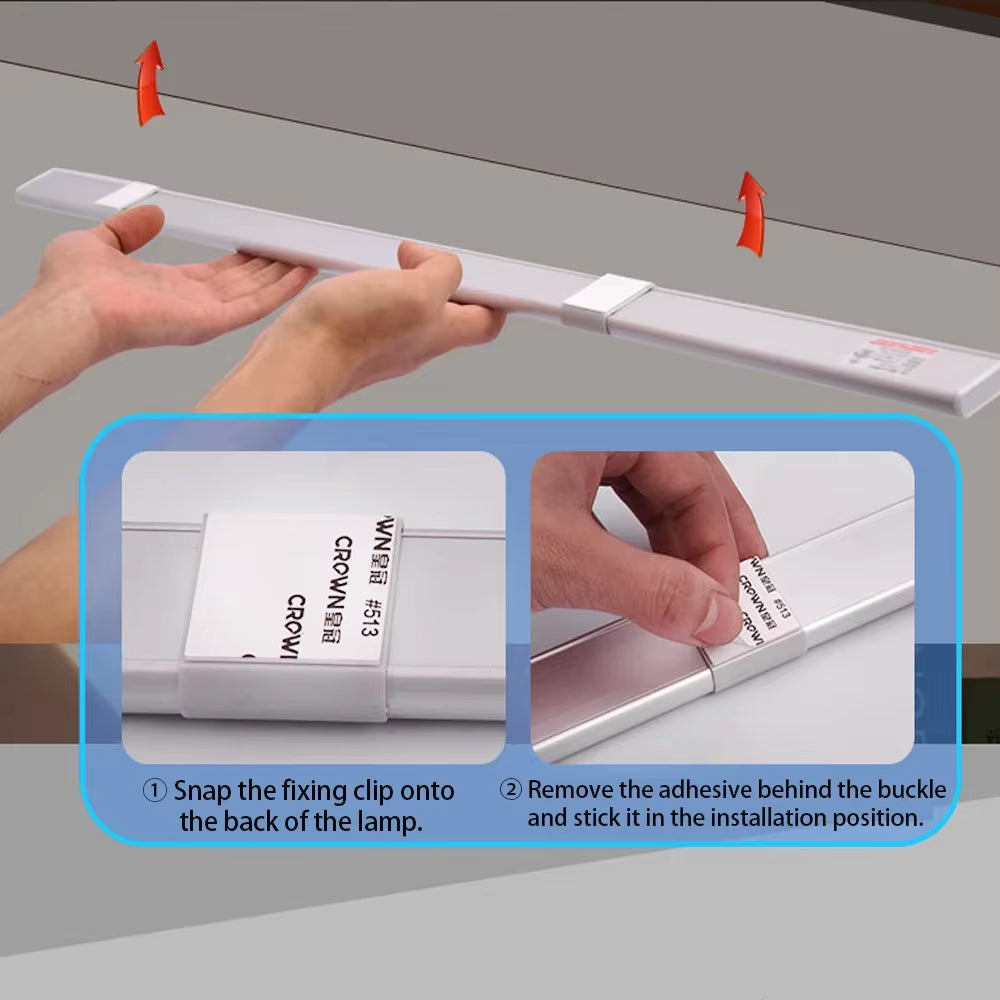 LED Ultra-Thin Wireless Under Cabinet Motion Sensor Lights with 3-Color Dimming for Kitchen, Bedroom, and Wardrobe