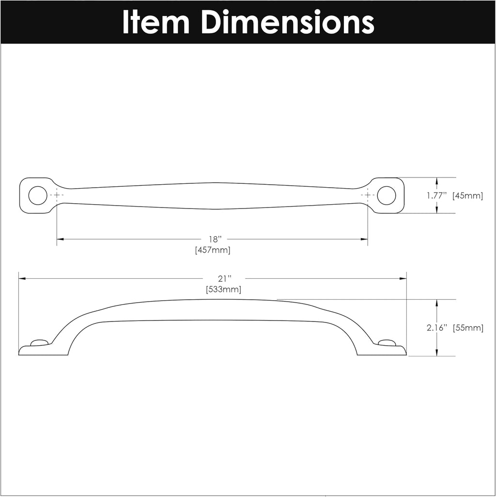 Solid Core Kitchen Cabinet Pulls, Luxury Cabinet Handles, Hardware for Doors & Dresser Drawers, 18 Inch Hole Center, Rustic Iron, Refined Rustic Collection