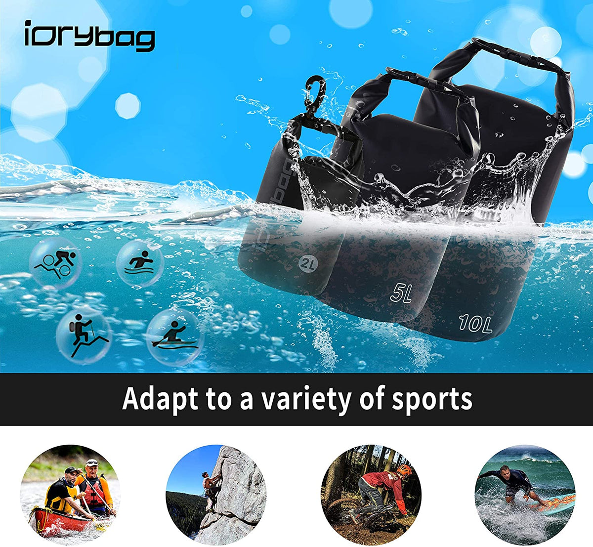 Dry Bag for Kayaking Waterproof 2L/5L/10L/15L/20L, Small Dry Sack Waterproof Bag for Boating