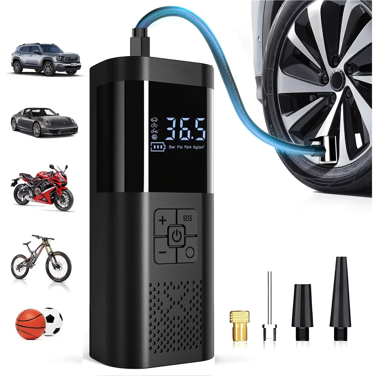 Portable Car Air Compressor 3X Faster 150PSI Cordless Tire Inflator Pump with Digital Gauge for Car Motorcycle Bike Air Pump