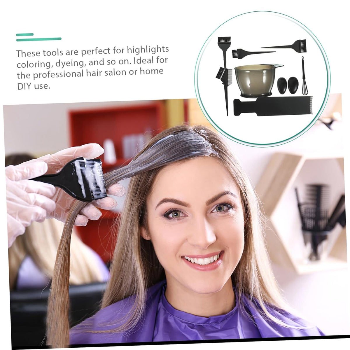 Hair Dye Bowl Set with Mixing Spoon, Plastic Black