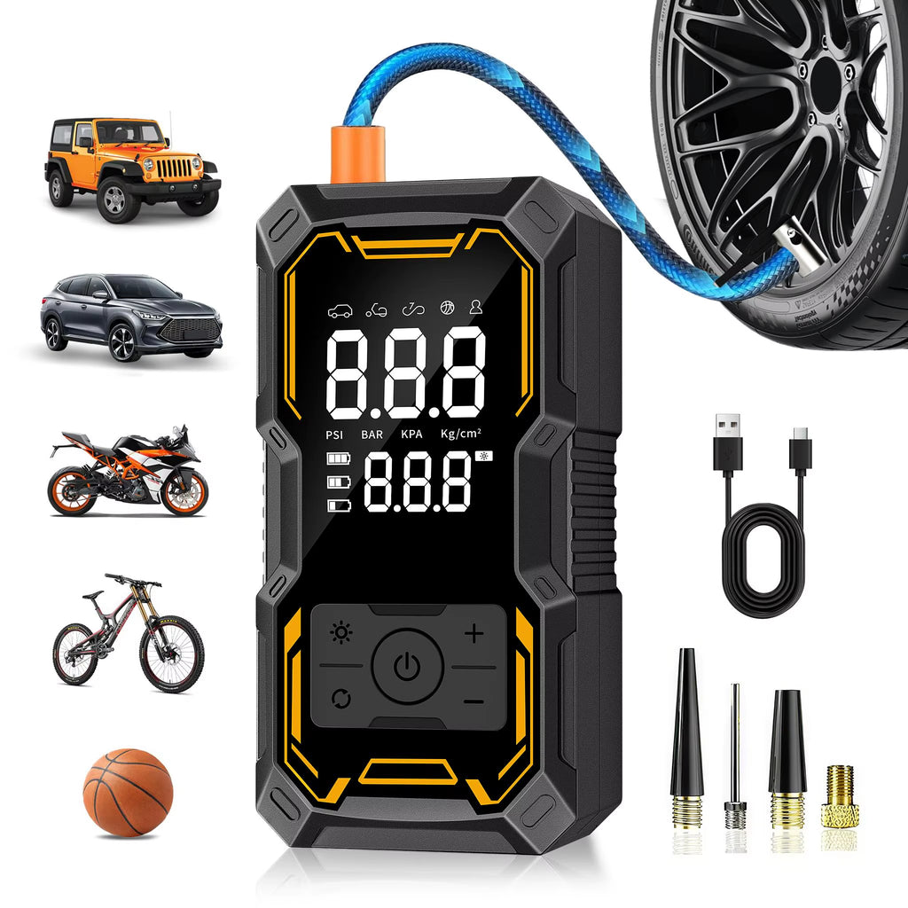 Portable Car Air Compressor 3X Faster 150PSI Cordless Tire Inflator Pump with Digital Gauge for Car Motorcycle Bike Air Pump