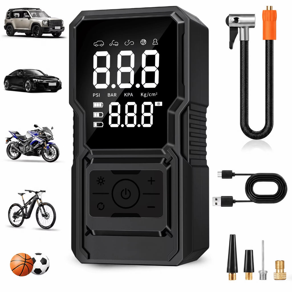 Portable Car Air Compressor 3X Faster 150PSI Cordless Tire Inflator Pump with Digital Gauge for Car Motorcycle Bike Air Pump